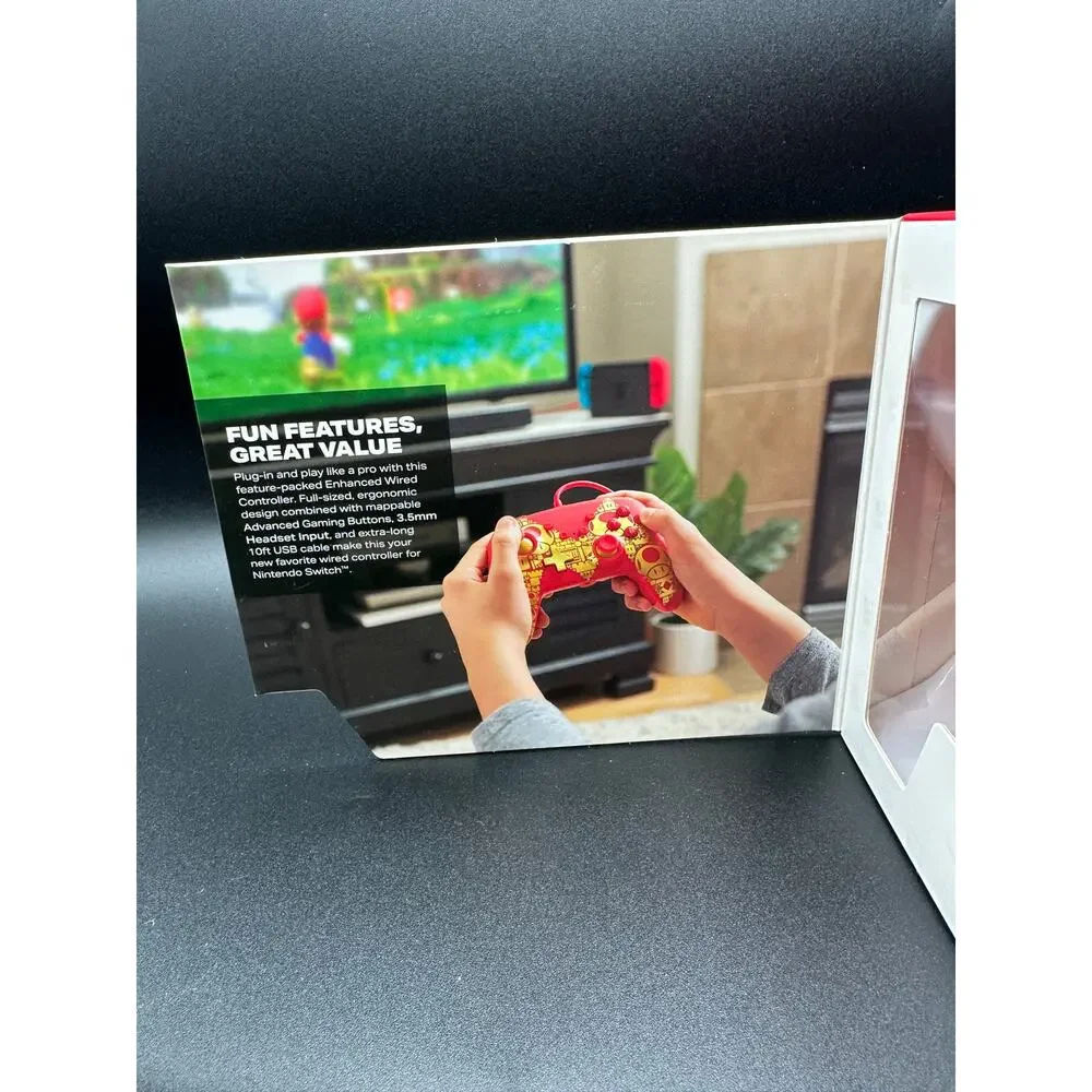 Nintendo Switch PowerA Super Mario Wired Controller Red Gold Official Licensed